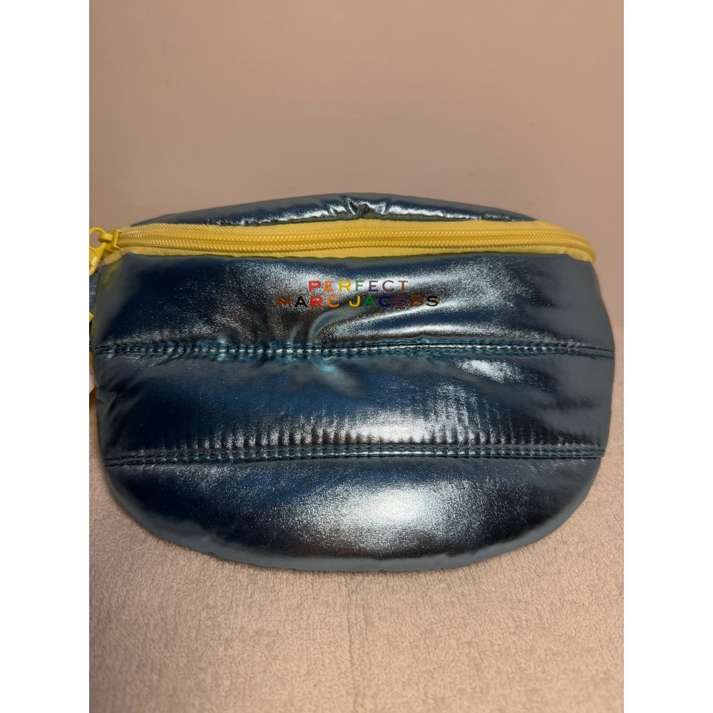 Marc Jacobs Perfect Fragrance Metallic Blue Puffer Belt Bag Fanny Pack NWT